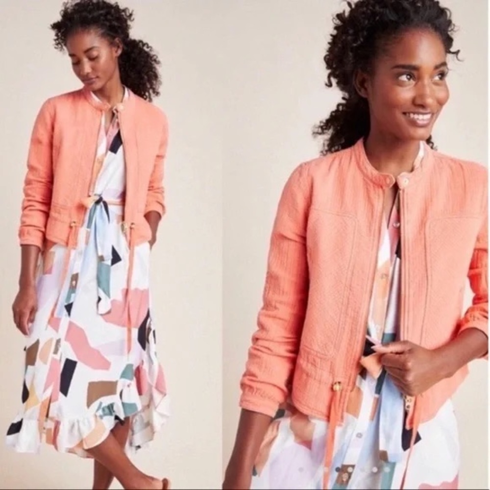 Anthropologie Coral Bomber Jacket